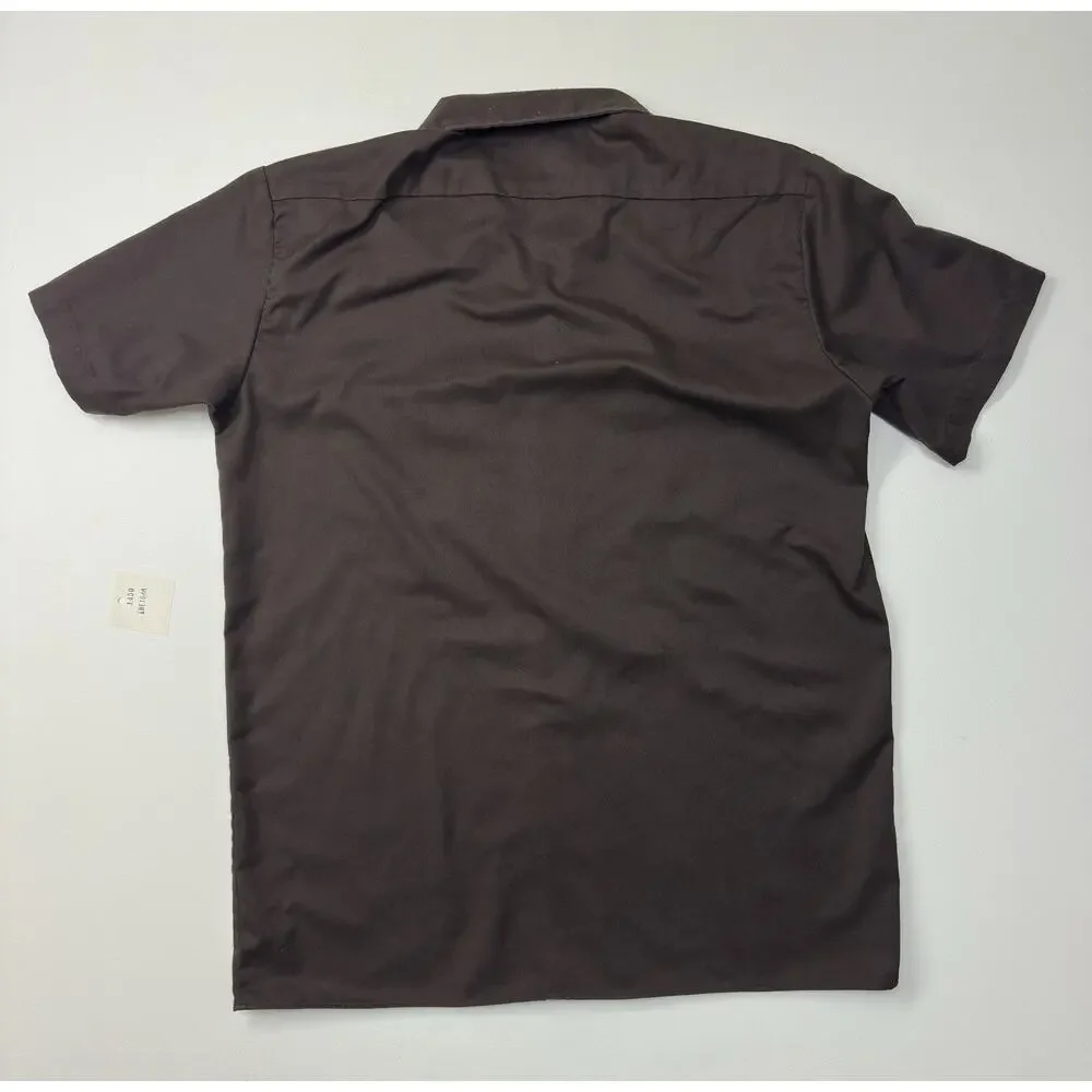 Used Dark Brown Dickies Men's Short Sleeve Work Shirt Large